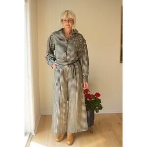 Eliza Faulkner Romy Pant in Gingham Linen Size Small NWT MSRP: $274